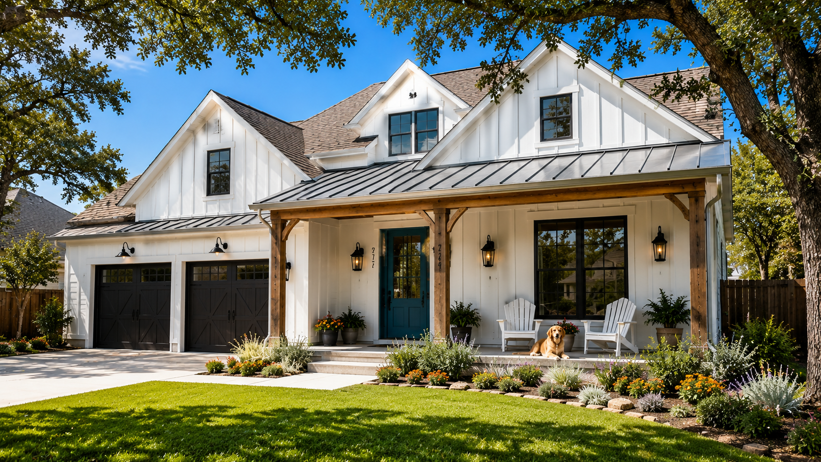 Highland Homes Texas modern farmhouse in a Houston neighborhood